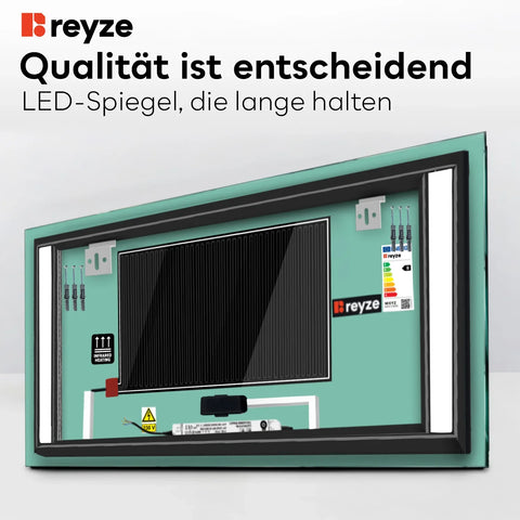 LED Spiegel Rechteckig | Touch-Schalter | Anti-Beschlag-Funktion | Kaltweißes Licht - Reyze Seria Salono Model 5