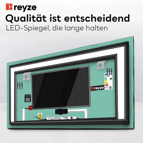 LED Spiegel Rechteckig | Touch-Schalter | Anti-Beschlag-Funktion | Warmweißes Licht - Reyze Seria Salono Model 6
