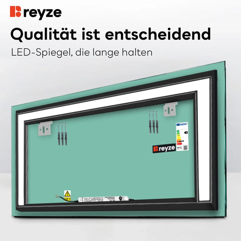 LED Spiegel Rechteckig | Wandschalter-Steuerung | Kaltweißes Licht - Reyze Seria Salono Model 6