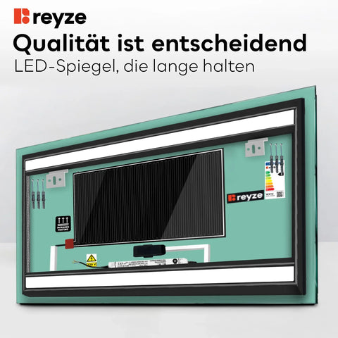 LED Spiegel Rechteckig | Touch-Schalter | Anti-Beschlag-Funktion | Kaltweißes Licht - Reyze Seria Salono Model 7