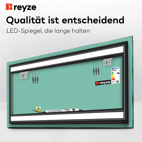 LED Spiegel Rechteckig | Wandschalter-Steuerung | Neutralweißes Licht - Reyze Seria Salono Model 7
