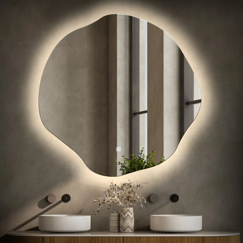 LED Spiegel Asymmetrisch Oval | Touch-Schalter | Neutralweißes Licht - Reyze Seria Ambient Model 1