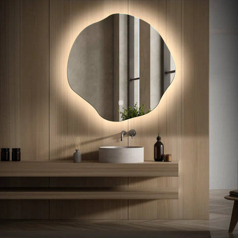 LED Spiegel Asymmetrisch Oval | Touch-Schalter | Neutralweißes Licht - Reyze Seria Ambient Model 1
