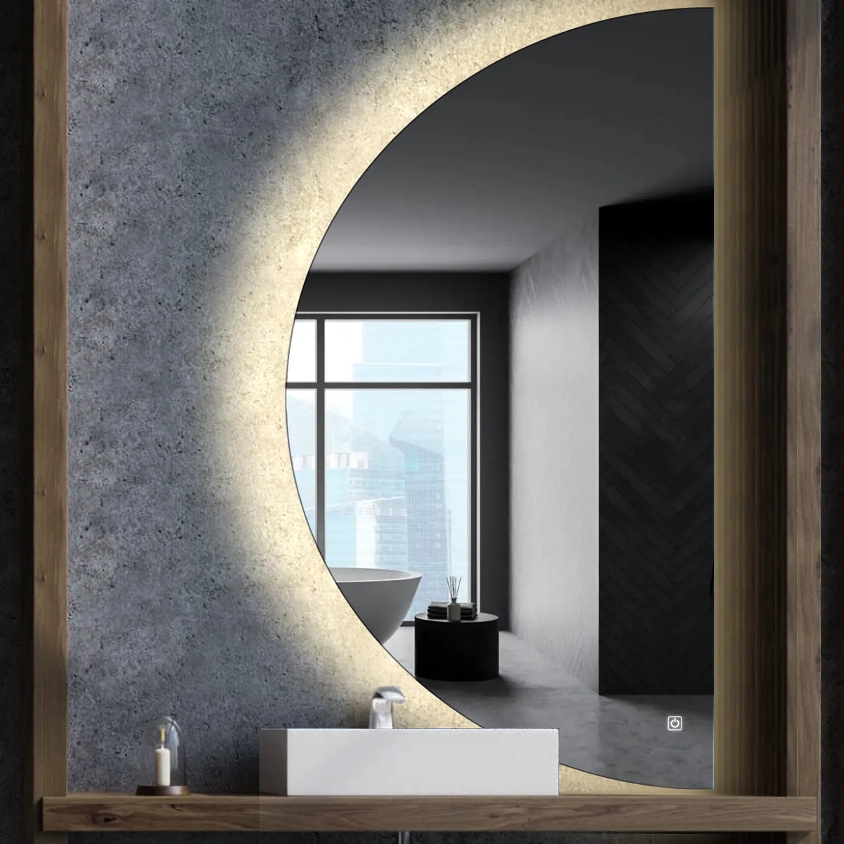 LED Spiegel Halbmond | Touch-Schalter | Neutralweißes Licht - Reyze Seria Ambient Model 1 - Rechte Seite