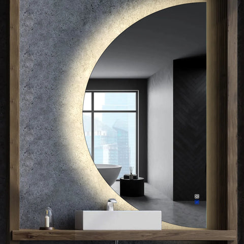 LED Spiegel Halbmond | Touch-Schalter | Anti-Beschlag-Funktion | Neutralweißes Licht - Reyze Seria Ambient Model 1 - Rechte Seite
