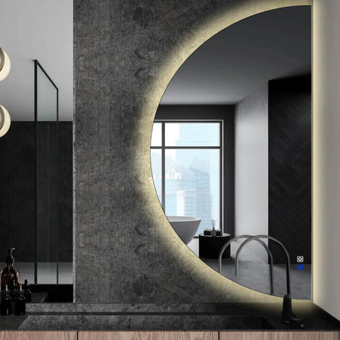 LED Spiegel Halbmond | Touch-Schalter | Anti-Beschlag-Funktion | Neutralweißes Licht - Reyze Seria Ambient Model 1 - Rechte Seite