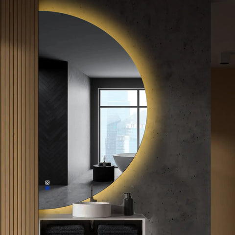LED Spiegel Halbmond | Touch-Schalter | Anti-Beschlag-Funktion | Warmweißes Licht - Reyze Seria Ambient Model 1 - Linke Seite